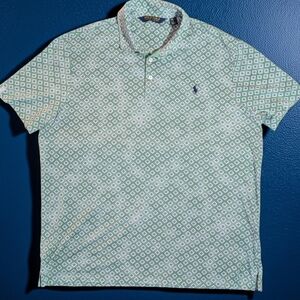 Polo Golf Ralph Lauren XL Pro Fit Green Geometric Polo Shirt Men's Short Sleeve